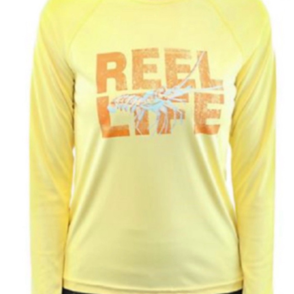 New Yellow Reel Life Long Sleeve Tee UPF 50+ Sun Protection SZ XL Extra Large